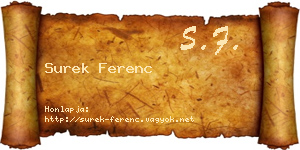 Surek Ferenc névjegykártya